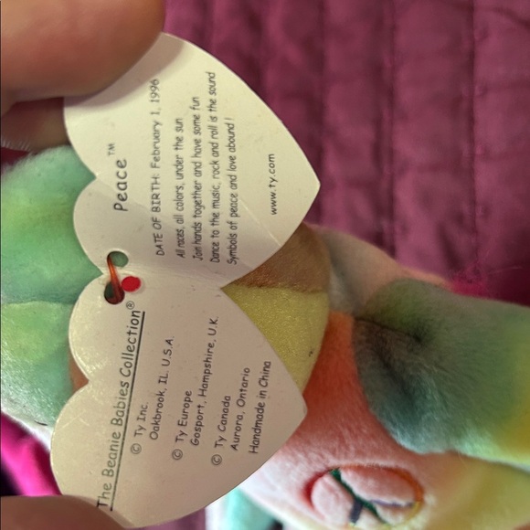 Ty Multicolor Peace Bear Plush! Peace! - Picture 5 of 5